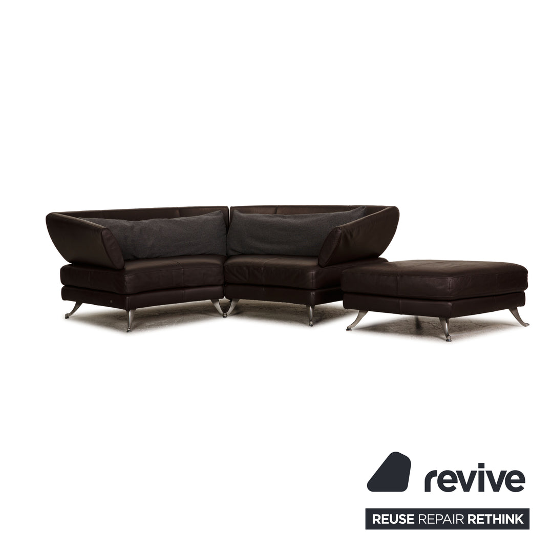 Rolf Benz 222 leather corner sofa brown sofa couch function