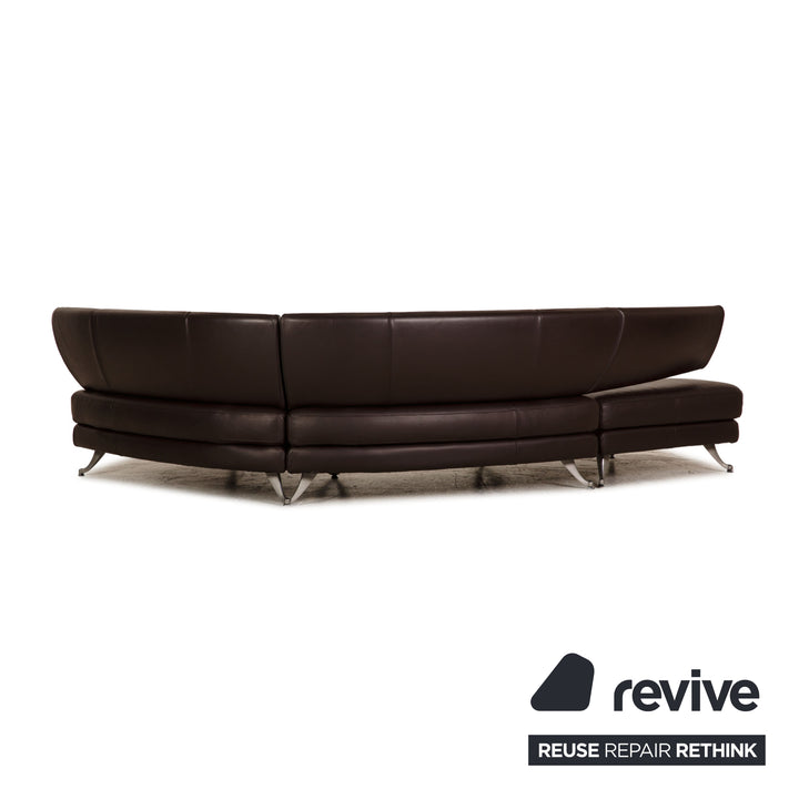 Rolf Benz 222 leather corner sofa brown sofa couch function