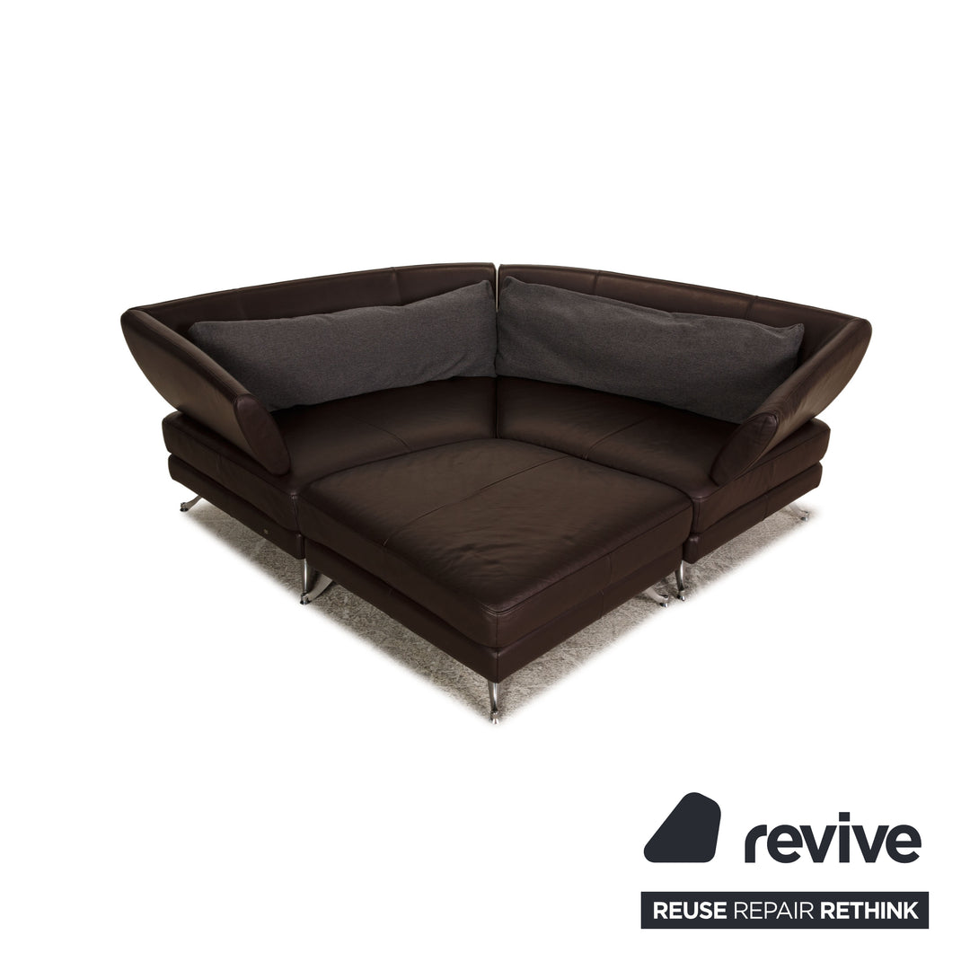 Rolf Benz 222 leather corner sofa brown sofa couch function