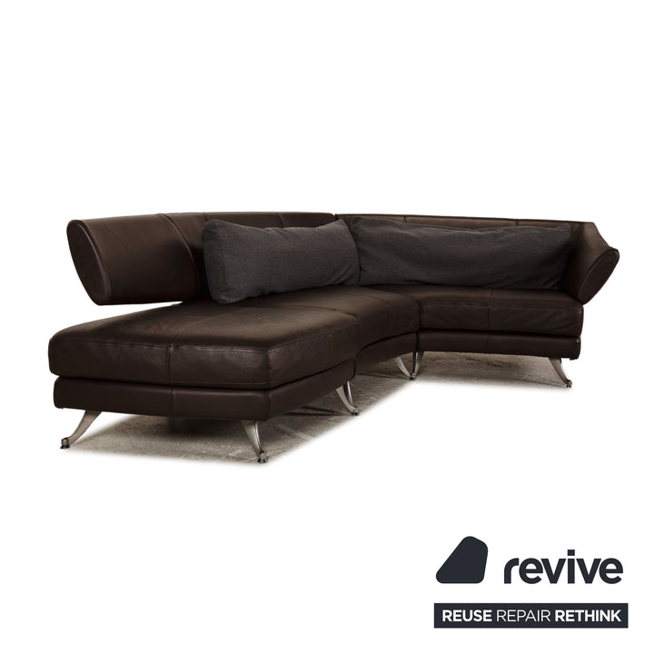 Rolf Benz 222 leather corner sofa brown sofa couch function