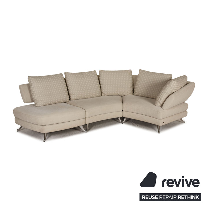 Rolf Benz 222 fabric sofa beige corner sofa couch function