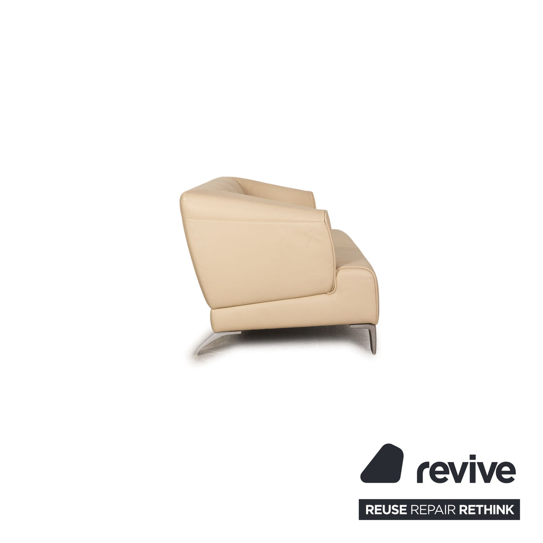 Rolf Benz 2300 leather two-seater cream sofa couch