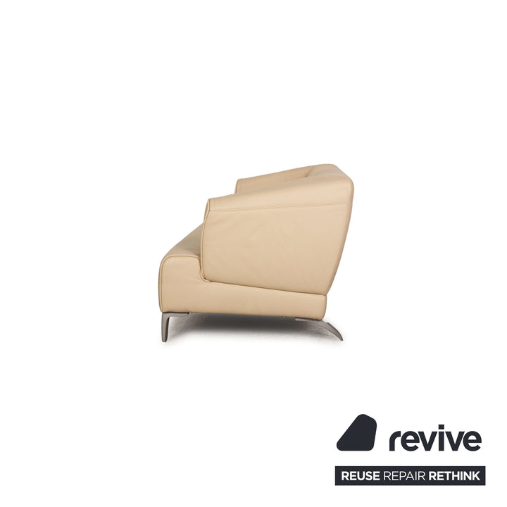 Rolf Benz 2300 leather two-seater cream sofa couch