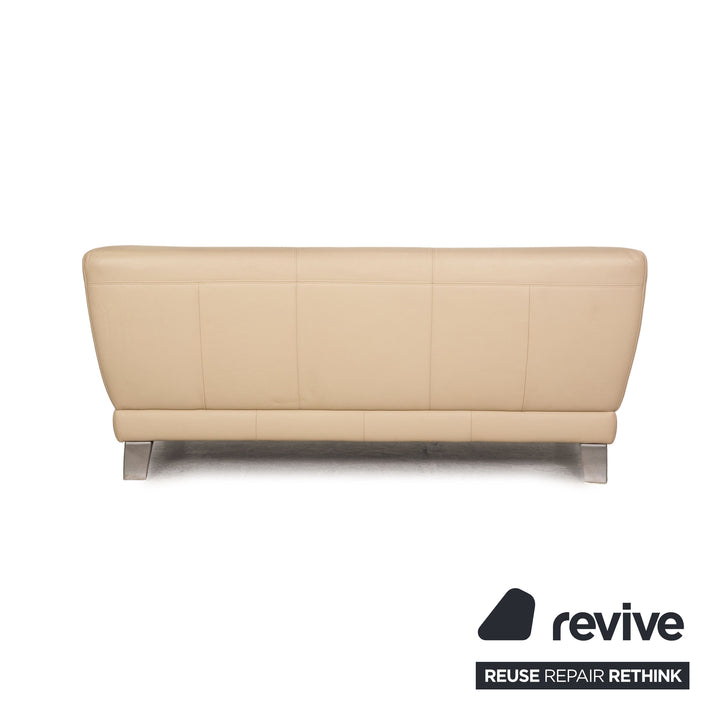 Rolf Benz 2300 leather two-seater cream sofa couch