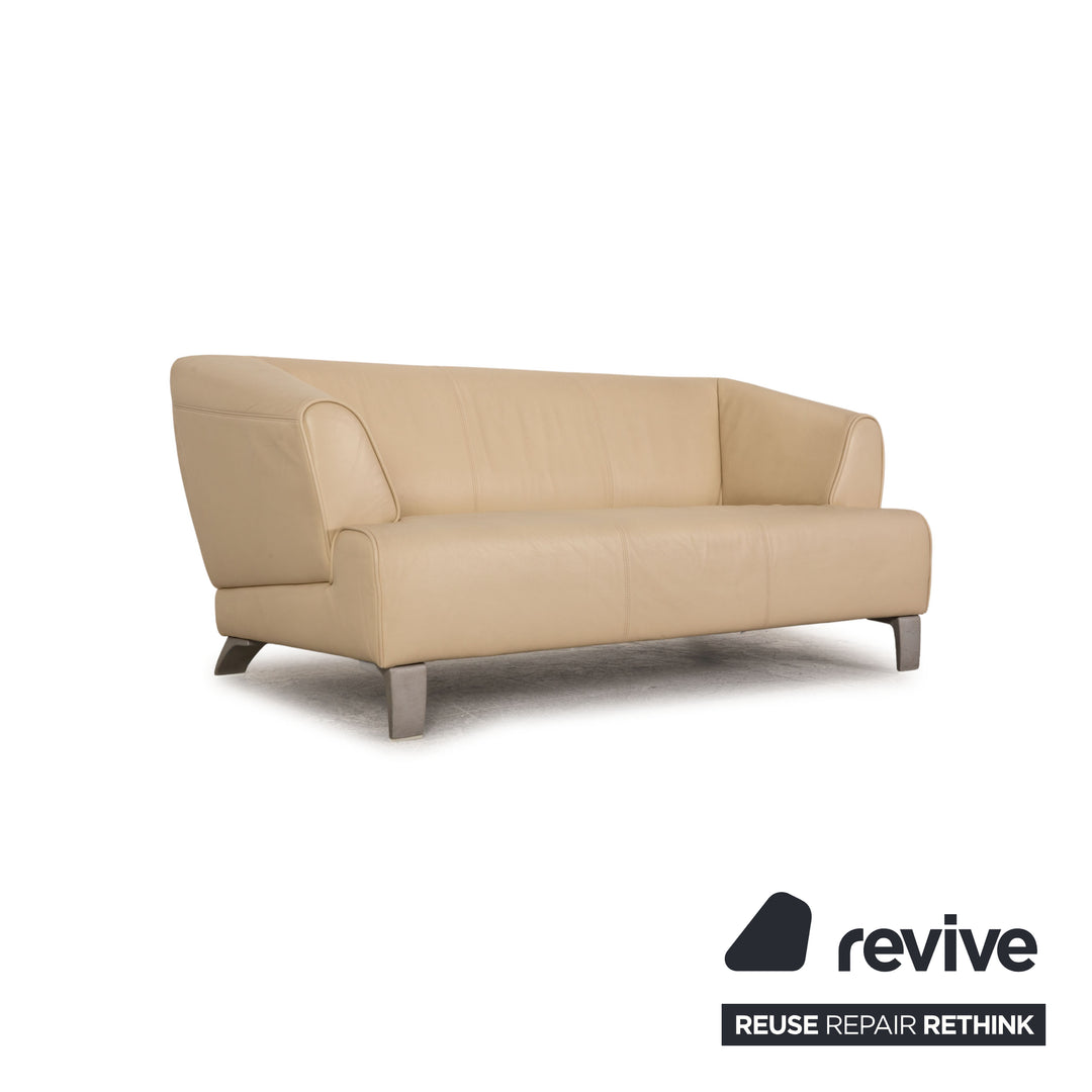 Rolf Benz 2300 leather two-seater cream sofa couch