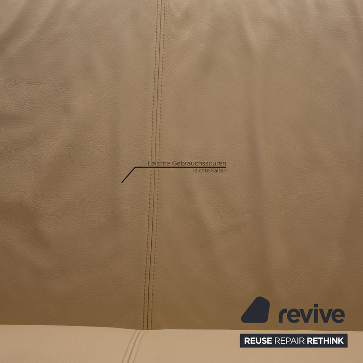 Rolf Benz 2300 leather two-seater cream sofa couch