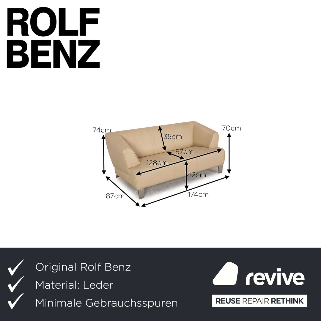 Rolf Benz 2300 leather two-seater cream sofa couch