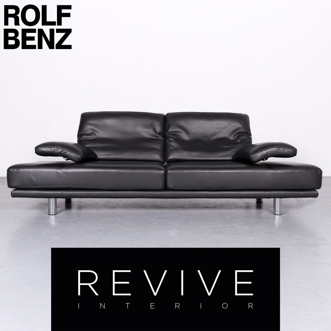 Rolf Benz 2400 designer leather sofa black genuine leather two-seater couch #6732