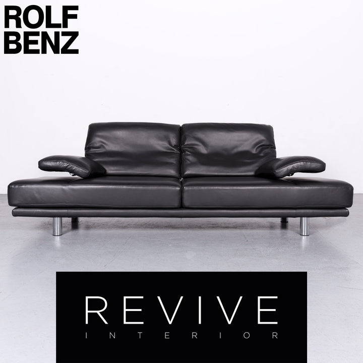 Rolf Benz 2400 designer leather sofa black genuine leather two-seater couch #6732