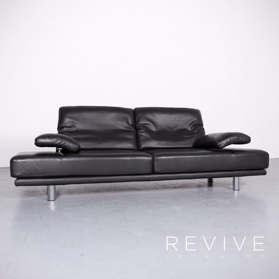 Rolf Benz 2400 designer leather sofa black genuine leather two-seater couch #6732