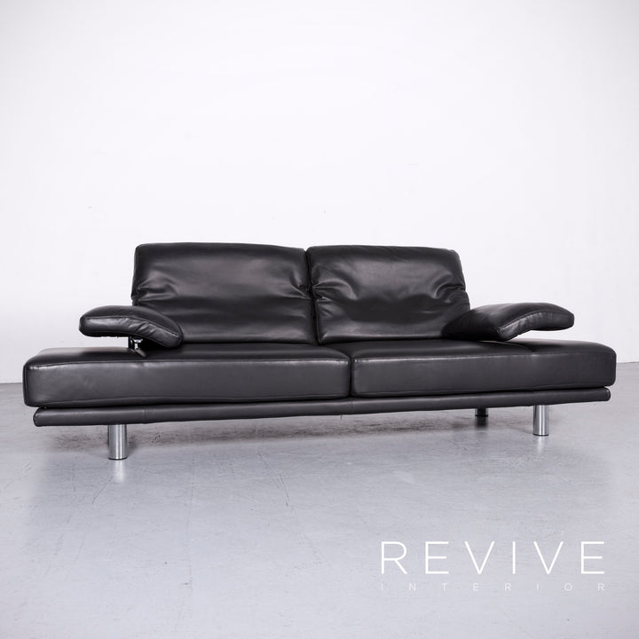Rolf Benz 2400 designer leather sofa black genuine leather two-seater couch #6732