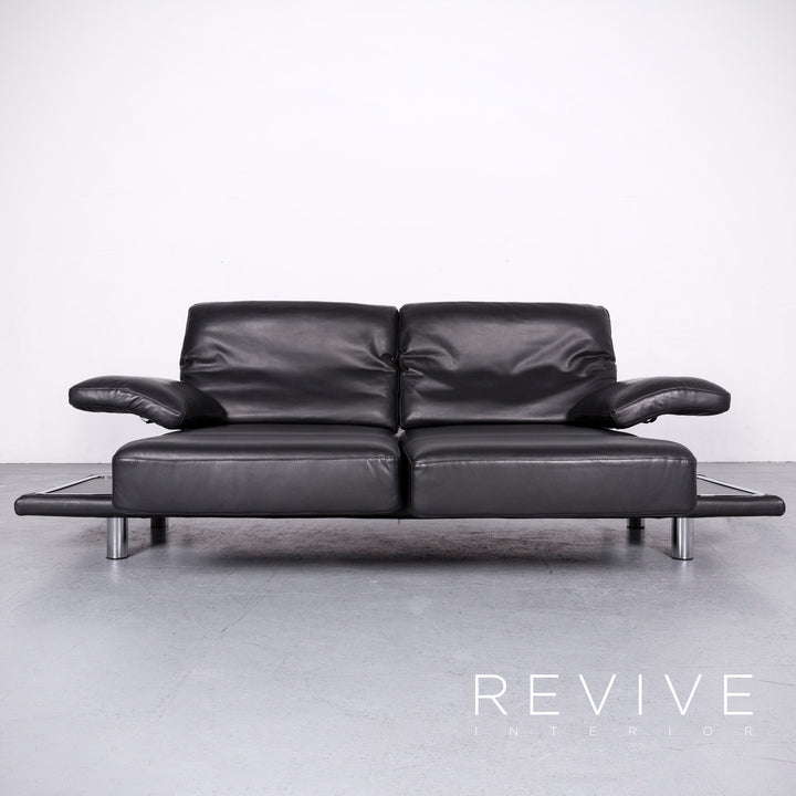 Rolf Benz 2400 designer leather sofa black genuine leather two-seater couch #6732
