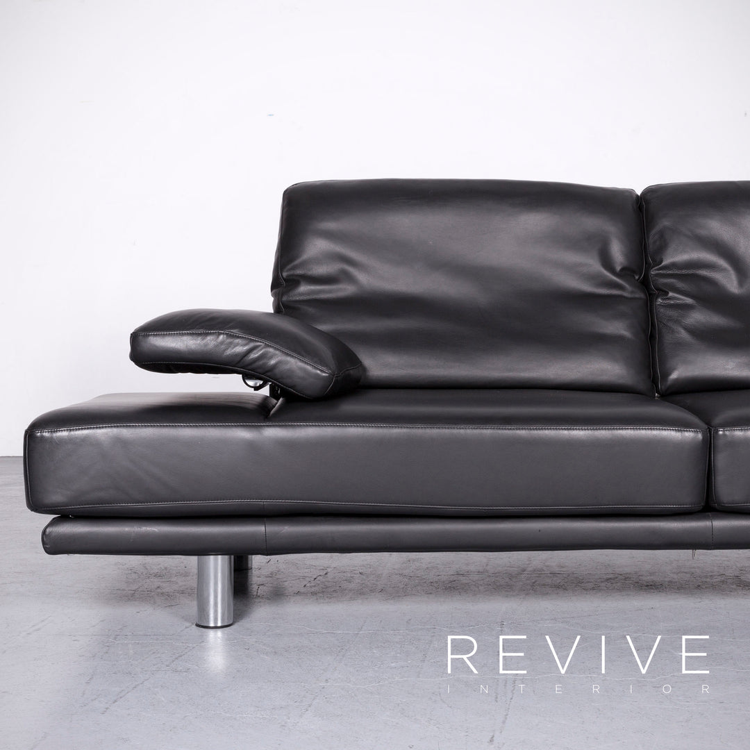 Rolf Benz 2400 designer leather sofa black genuine leather two-seater couch #6732