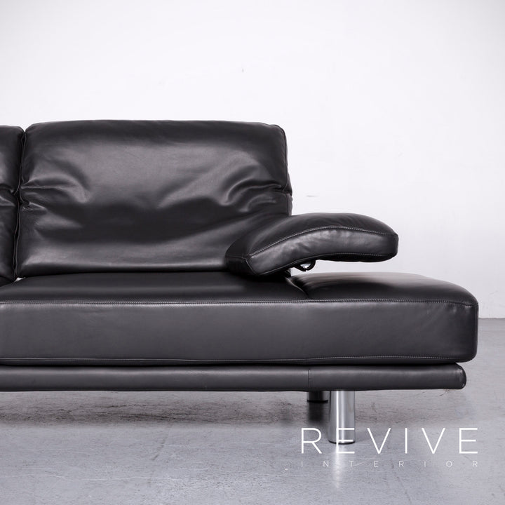 Rolf Benz 2400 designer leather sofa black genuine leather two-seater couch #6732