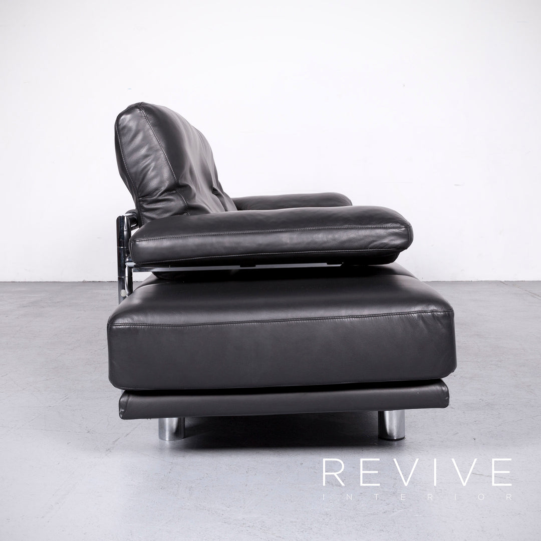 Rolf Benz 2400 designer leather sofa black genuine leather two-seater couch #6732