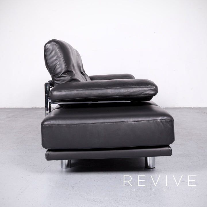 Rolf Benz 2400 designer leather sofa black genuine leather two-seater couch #6732