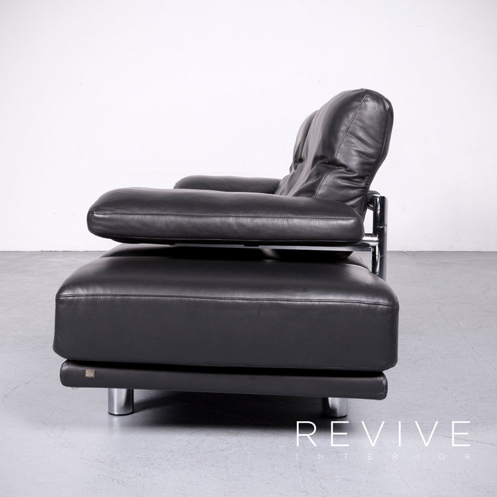 Rolf Benz 2400 designer leather sofa black genuine leather two-seater couch #6732