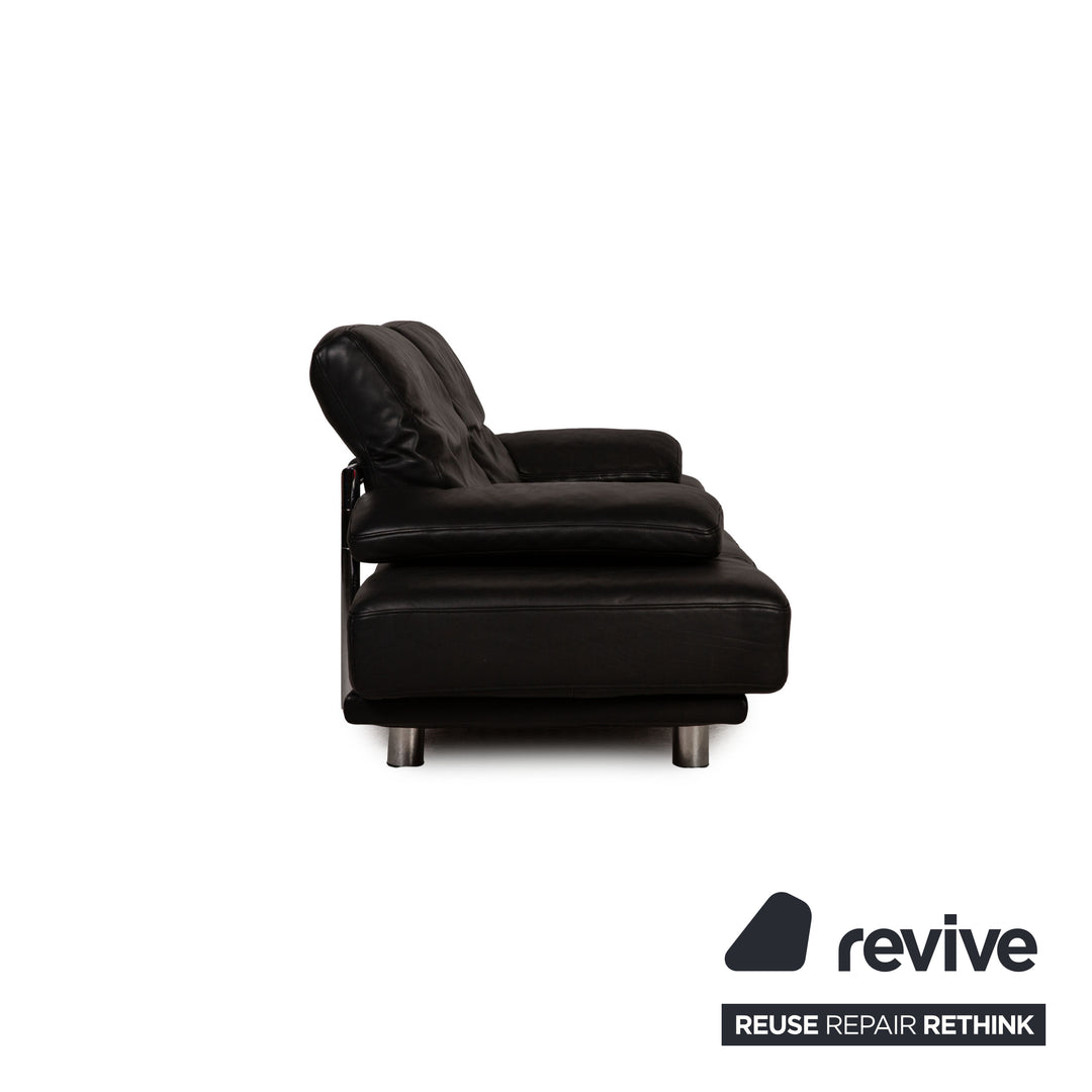 Rolf Benz 2400 leather three-seater black sofa couch function