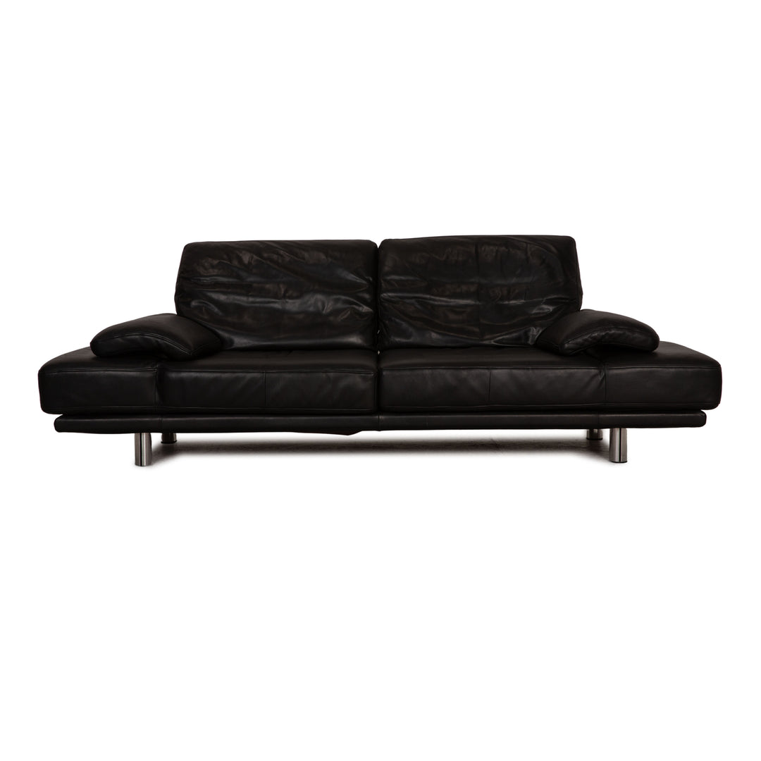 Rolf Benz 2400 leather three-seater black sofa couch function
