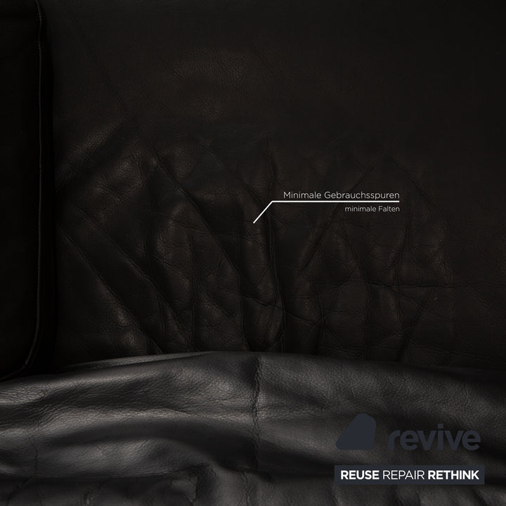 Rolf Benz 2400 leather three-seater black sofa couch function