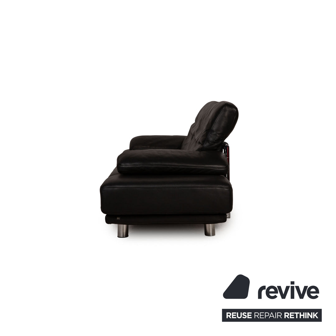 Rolf Benz 2400 leather three-seater black sofa couch function