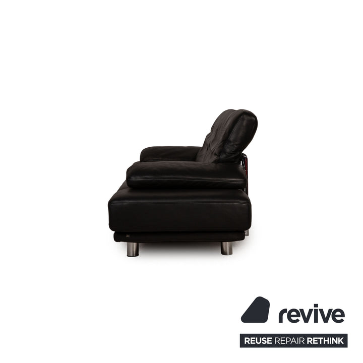 Rolf Benz 2400 leather three-seater black sofa couch function