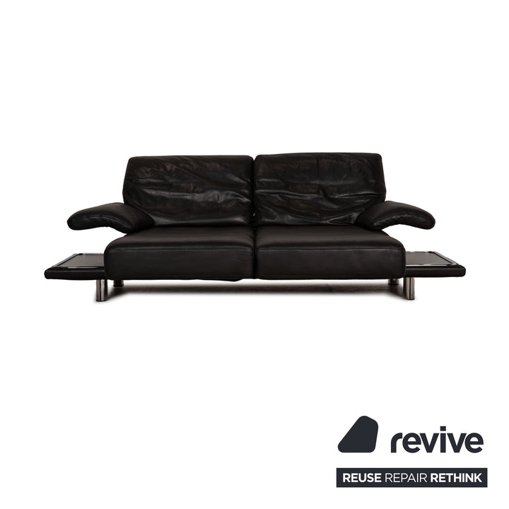 Rolf Benz 2400 leather three-seater black sofa couch function