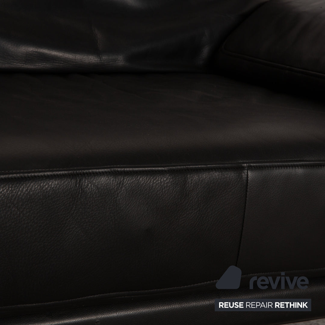 Rolf Benz 2400 leather three-seater black sofa couch function