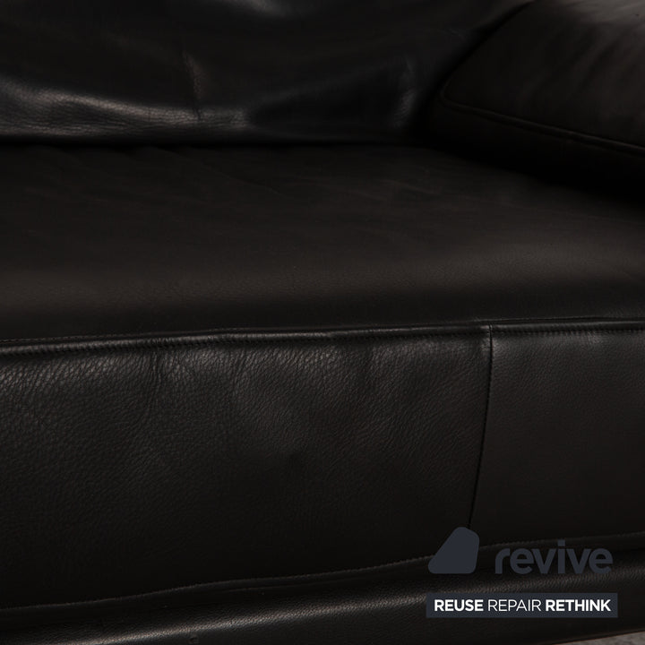 Rolf Benz 2400 leather three-seater black sofa couch function