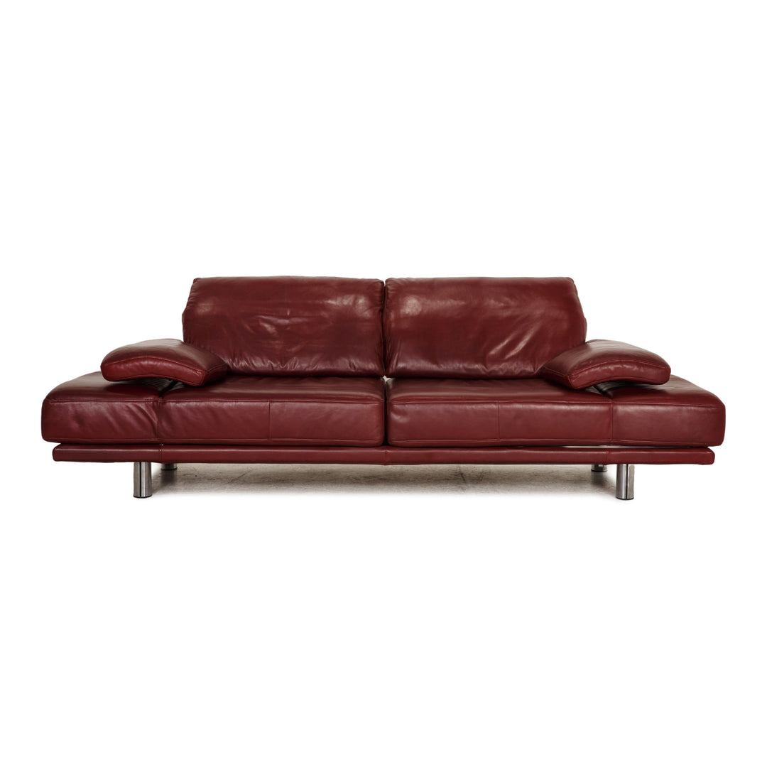 Rolf Benz 2400 leather sofa red dark red two-seater couch function relaxation function