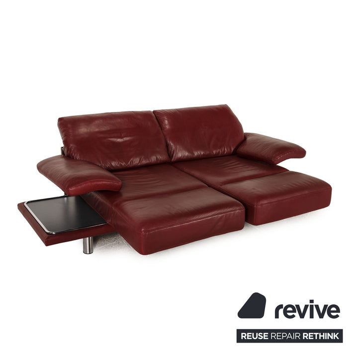 Rolf Benz 2400 leather sofa red dark red two-seater couch function relaxation function