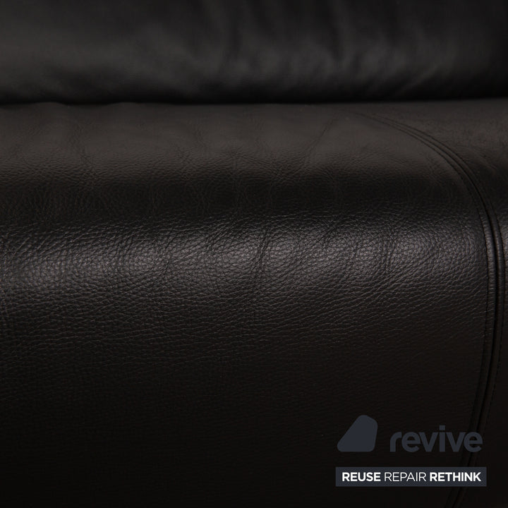Rolf Benz 250 leather three-seater black sofa couch