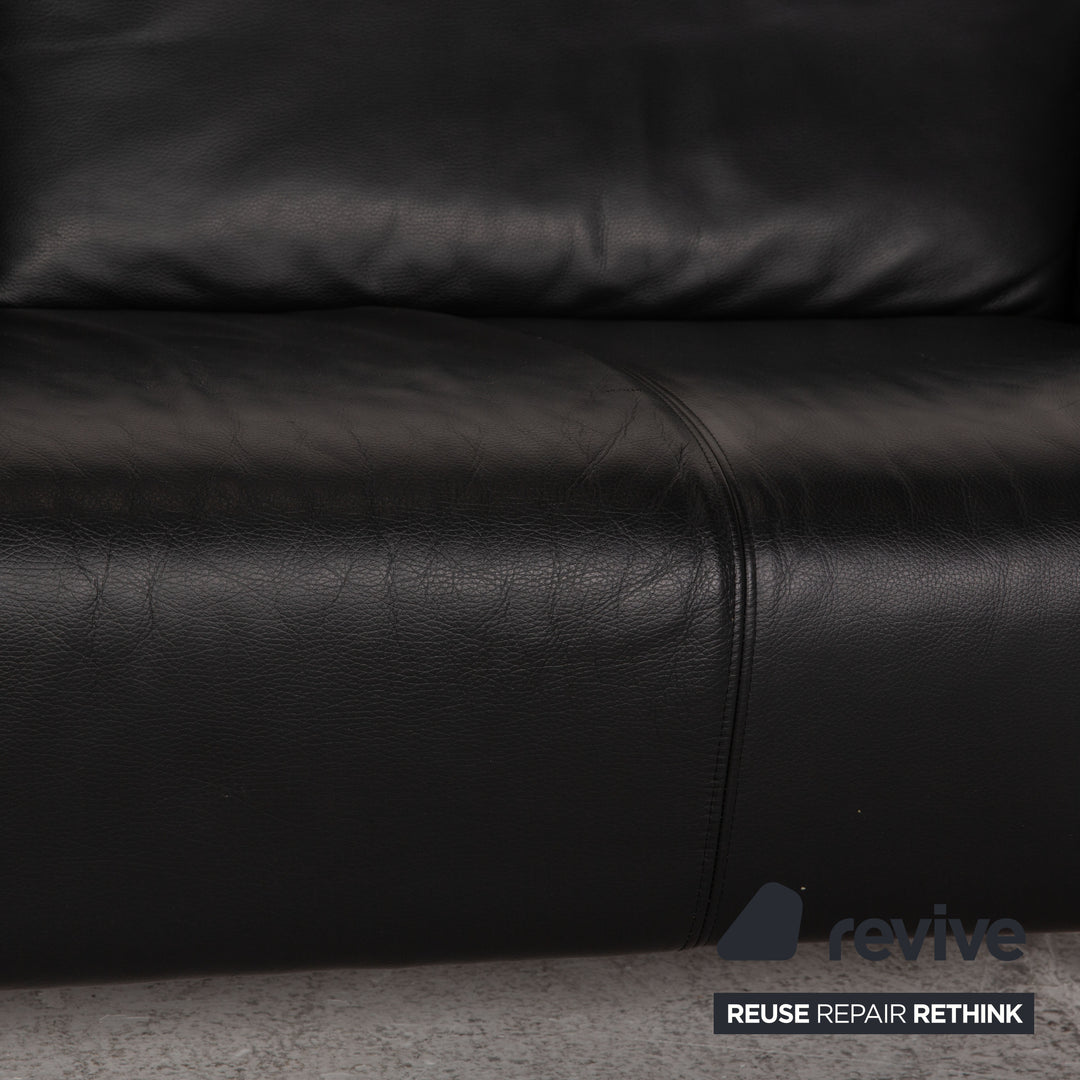 Rolf Benz 250 leather three-seater black sofa couch