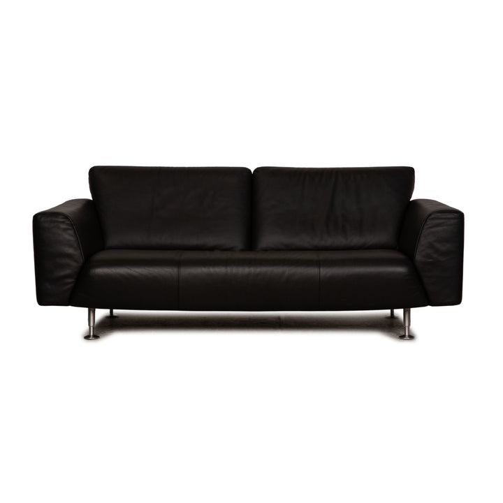 Rolf Benz 250 leather three-seater black sofa couch