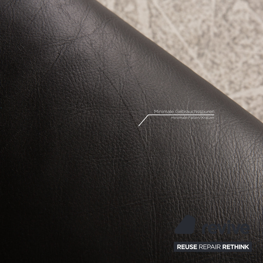 Rolf Benz 250 Leder Sofa Garnitur Schwarz Dreisitzer Hocker Couch