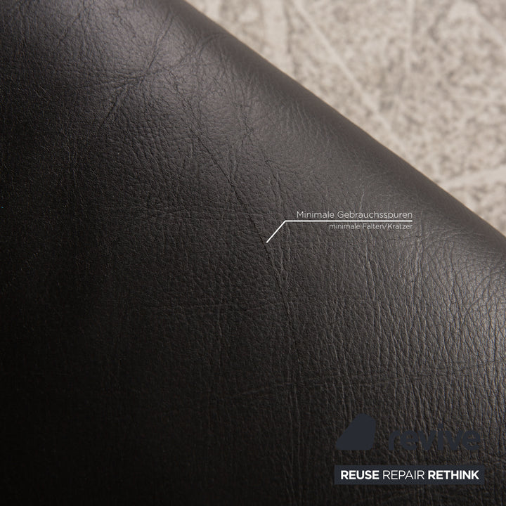 Rolf Benz 250 Leder Sofa Garnitur Schwarz Dreisitzer Hocker Couch