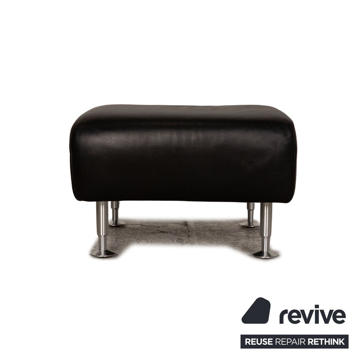 Rolf Benz 250 Leder Sofa Garnitur Schwarz Dreisitzer Hocker Couch