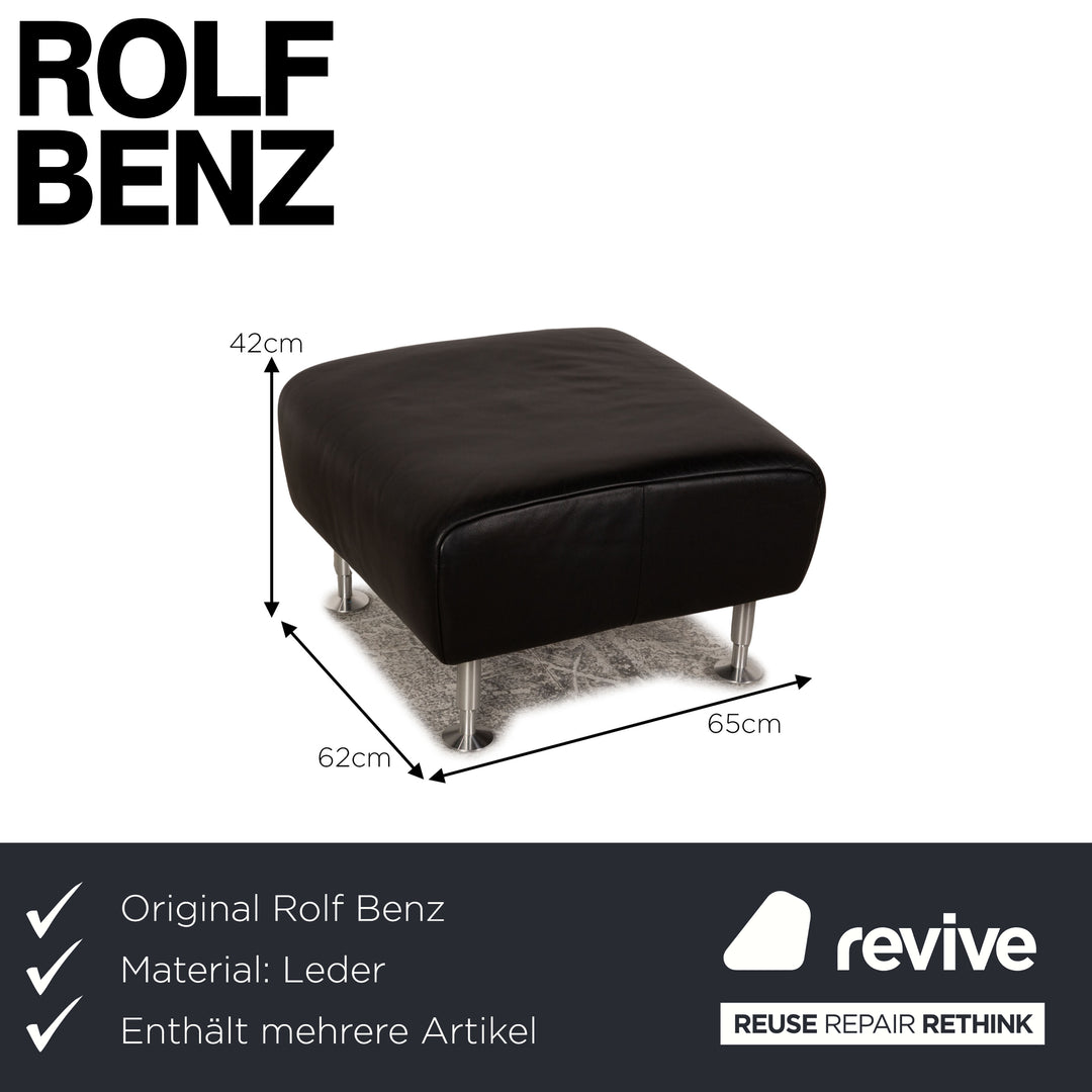 Rolf Benz 250 Leder Sofa Garnitur Schwarz Dreisitzer Hocker Couch