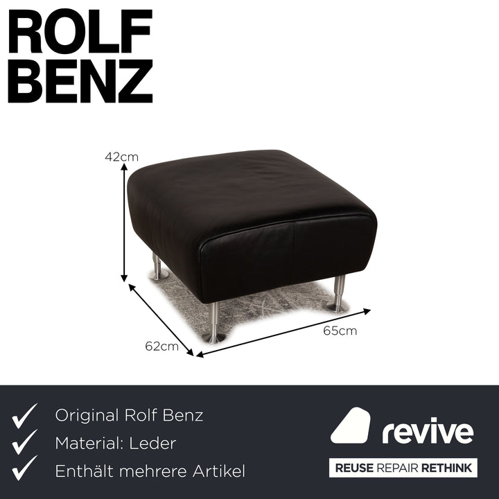 Rolf Benz 250 Leder Sofa Garnitur Schwarz Dreisitzer Hocker Couch