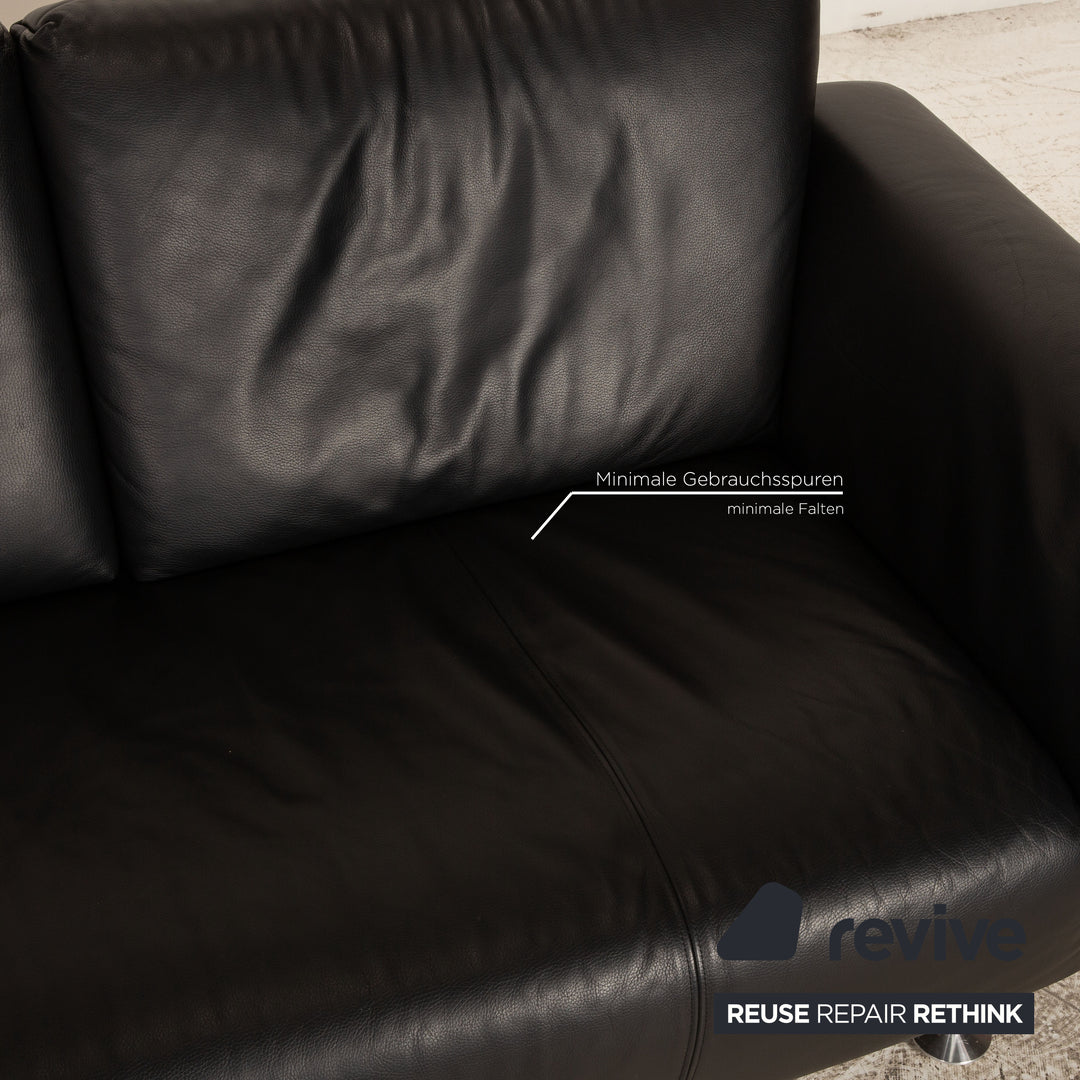 Rolf Benz 250 Leder Zweisitzer Schwarz Sofa Couch