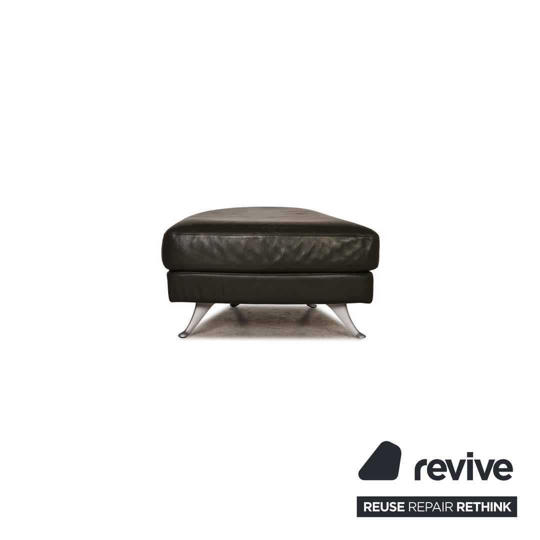 Rolf Benz 2500 Leather Stool Dark Green