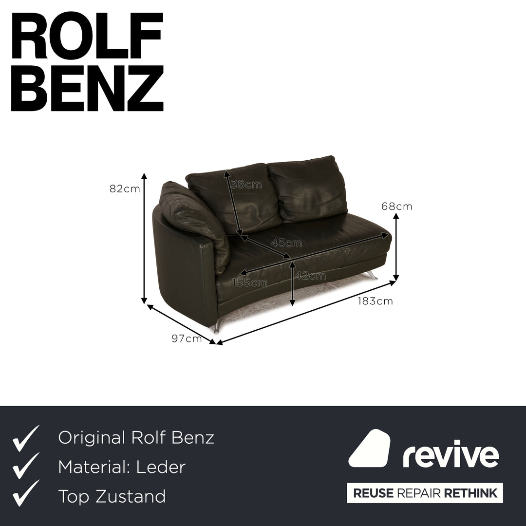 Rolf Benz 2500 Leder Sofa Dunkelgrün Zweisitzer Couch
