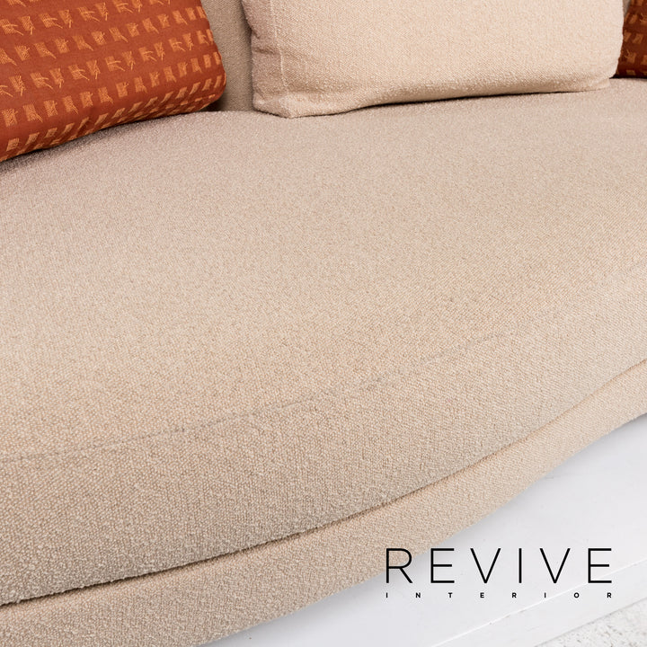 Rolf Benz 2500 fabric sofa set beige 1x two-seater 1x stool #13422