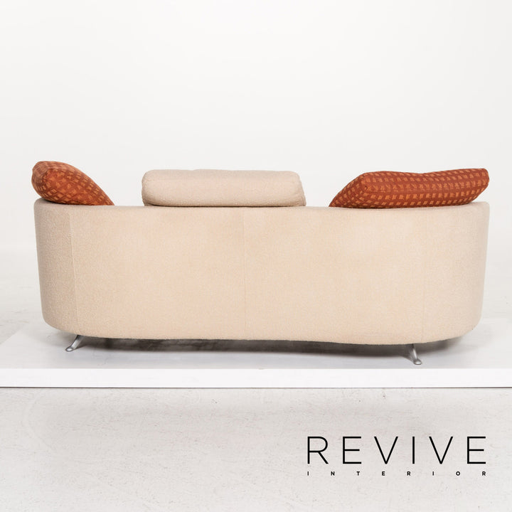 Rolf Benz 2500 fabric sofa set beige 1x two-seater 1x stool #13422