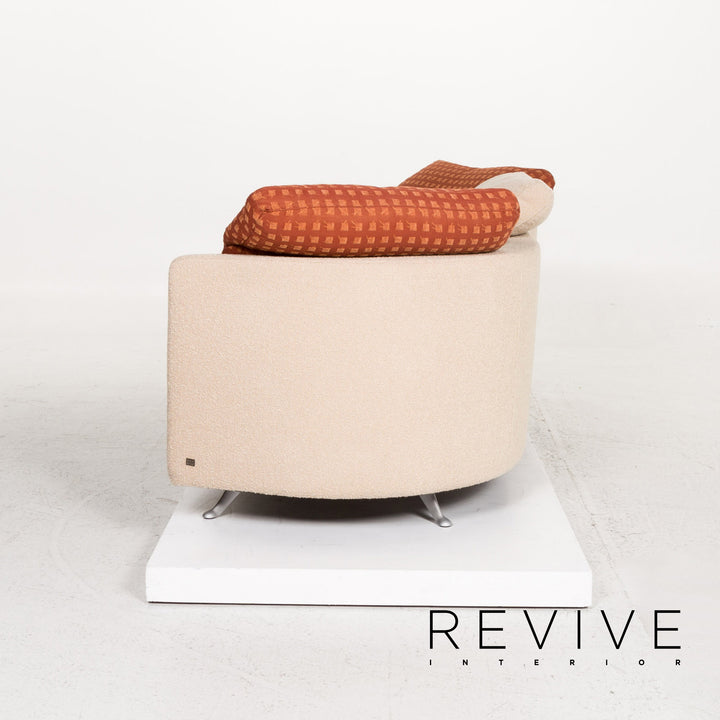 Rolf Benz 2500 fabric sofa set beige 1x two-seater 1x stool #13422