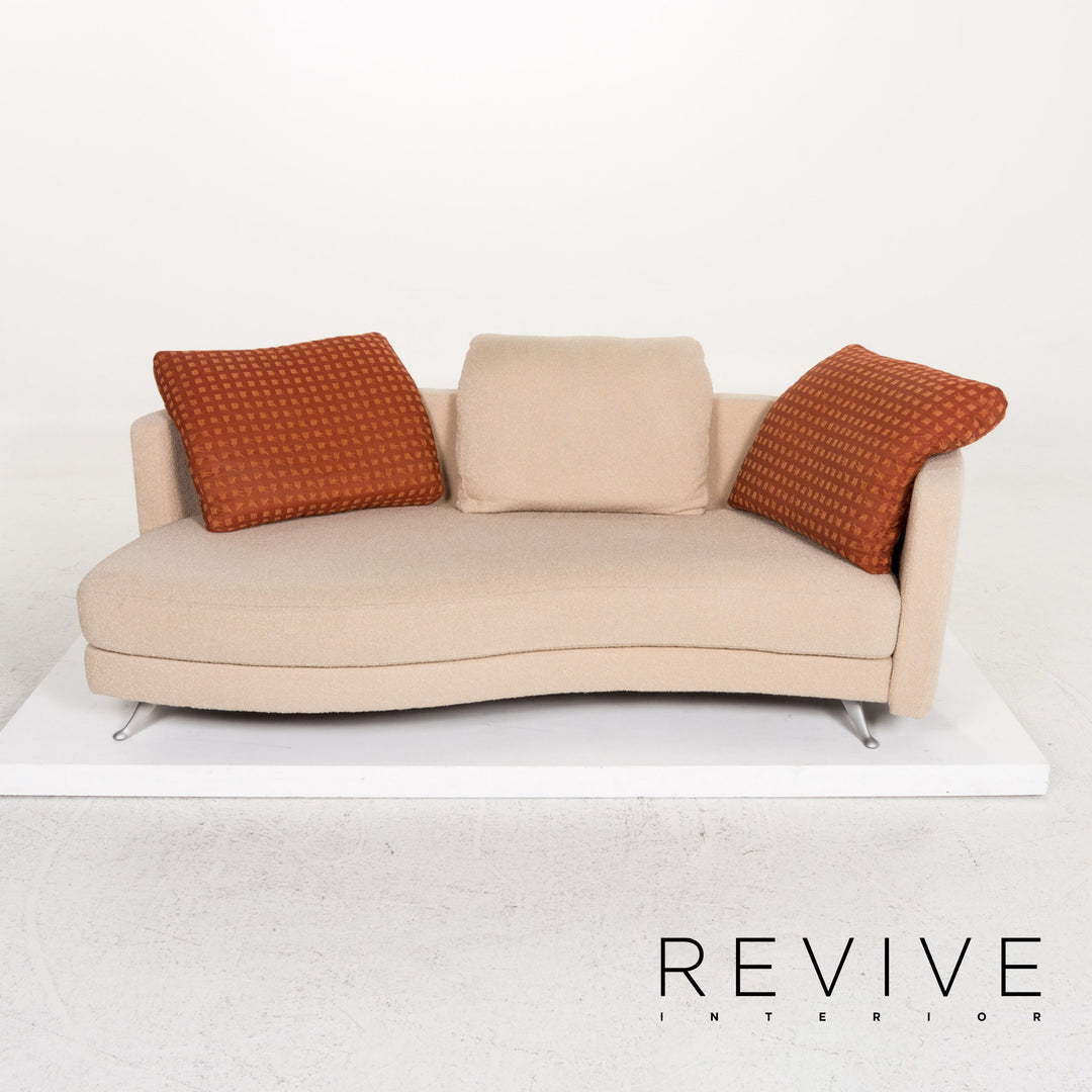 Rolf Benz 2500 fabric sofa set beige 1x two-seater 1x stool #13422