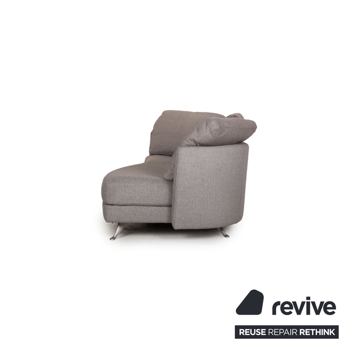 Rolf Benz 2500 Stoff Sofa Garnitur Grau 2xZweisitzer Hocker Glastisch