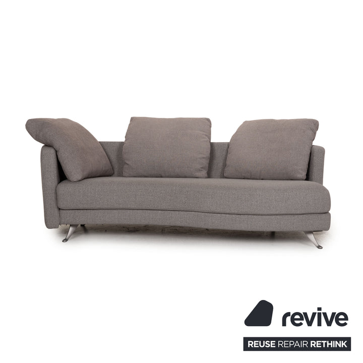Rolf Benz 2500 Stoff Sofa Garnitur Grau 2xZweisitzer Hocker Glastisch