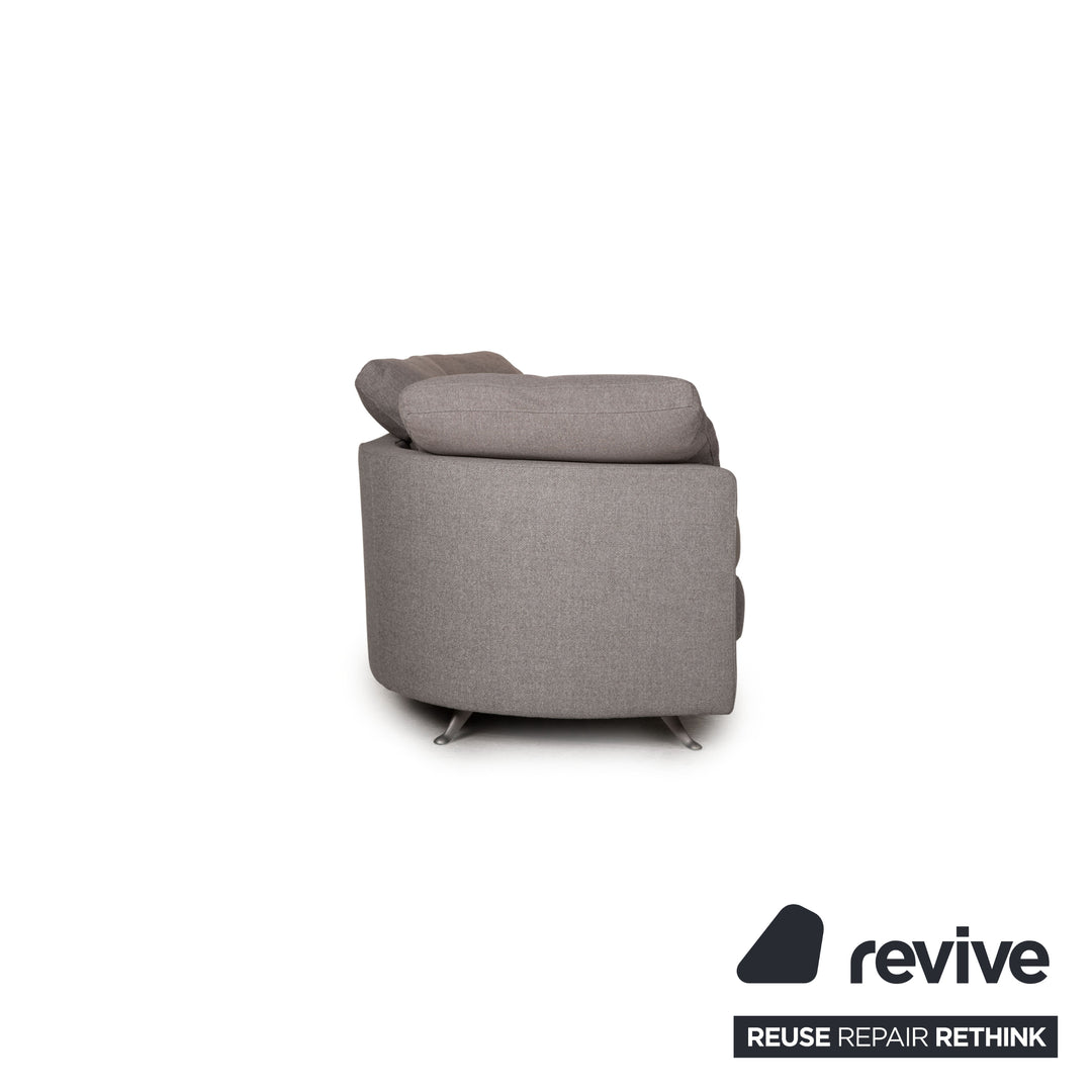 Rolf Benz 2500 Stoff Sofa Garnitur Grau 2xZweisitzer Hocker Glastisch