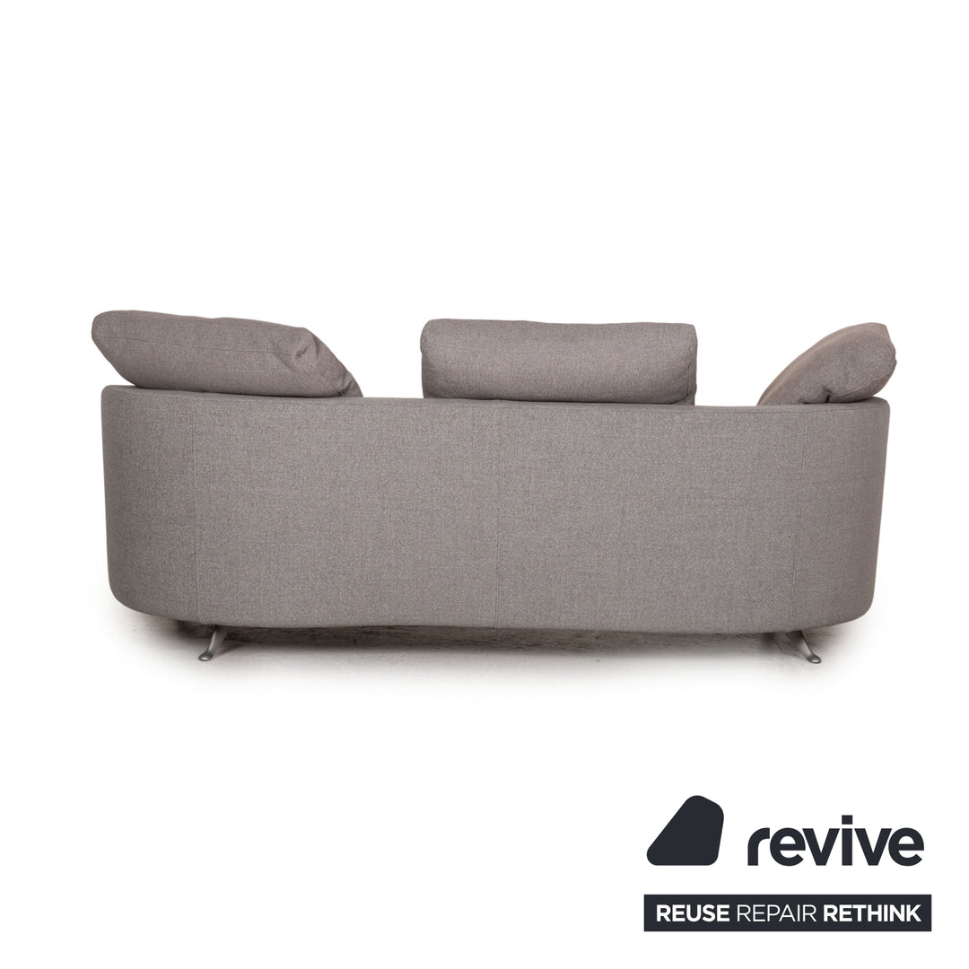 Rolf Benz 2500 Stoff Sofa Garnitur Grau 2xZweisitzer Hocker Glastisch